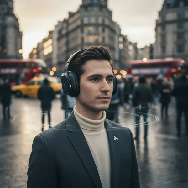 A vivid depiction of closed-back headphones with sealed earcups, emphasizing noise isolation and focused sound delivery.